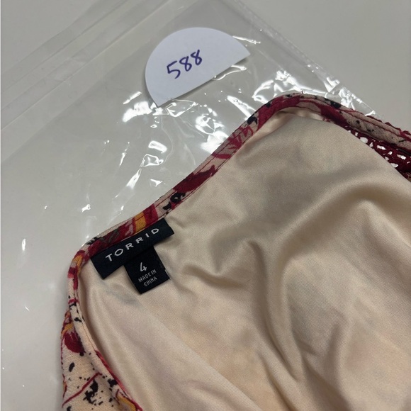 Torrid Size 4 Mini Gauze Lace-Up Skater Dress Red Paisley Print 4X Plus - Picture 7 of 7